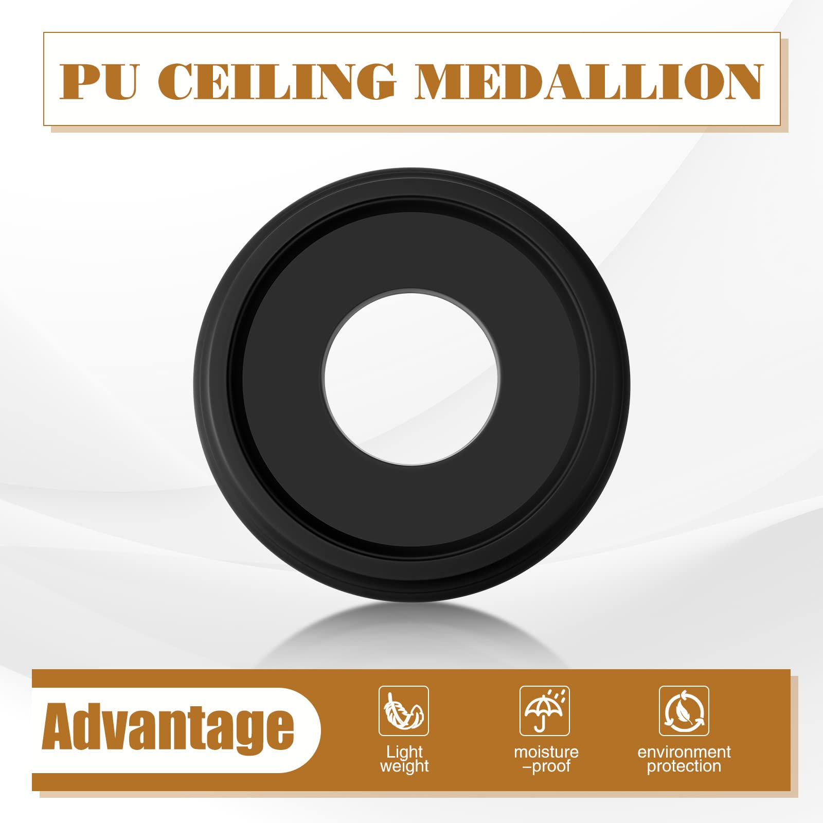 BBTO 2 Pack Black Ceiling Medallion for Light Fixtures and Ceiling Fans Chandeliers 10" Od x 3.5" ID(Classic)