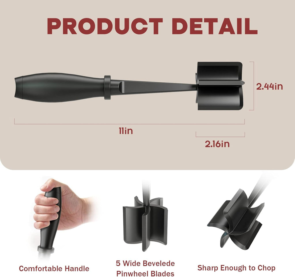 Premium Meat Chopper by [Brand Name] - Heat Resistant Hamburger Grinder & Tenderizer Tool | Black