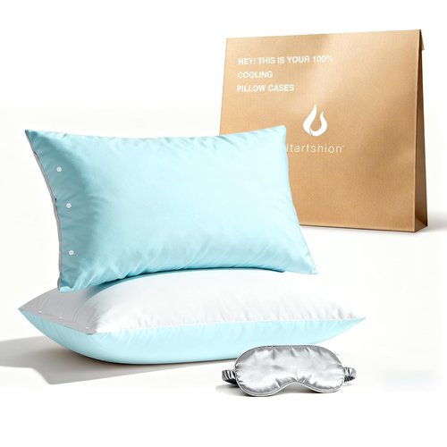 Itartshion Cooling Pillow Cases Queen Size Set of 2, Qmax >=4.5, Cooling Pillowcases for Hot Sleepers, Cool Pillow Covers with Envelope Closure, Gifts, Dark Grey, 2pcs (01 - Light Grey)