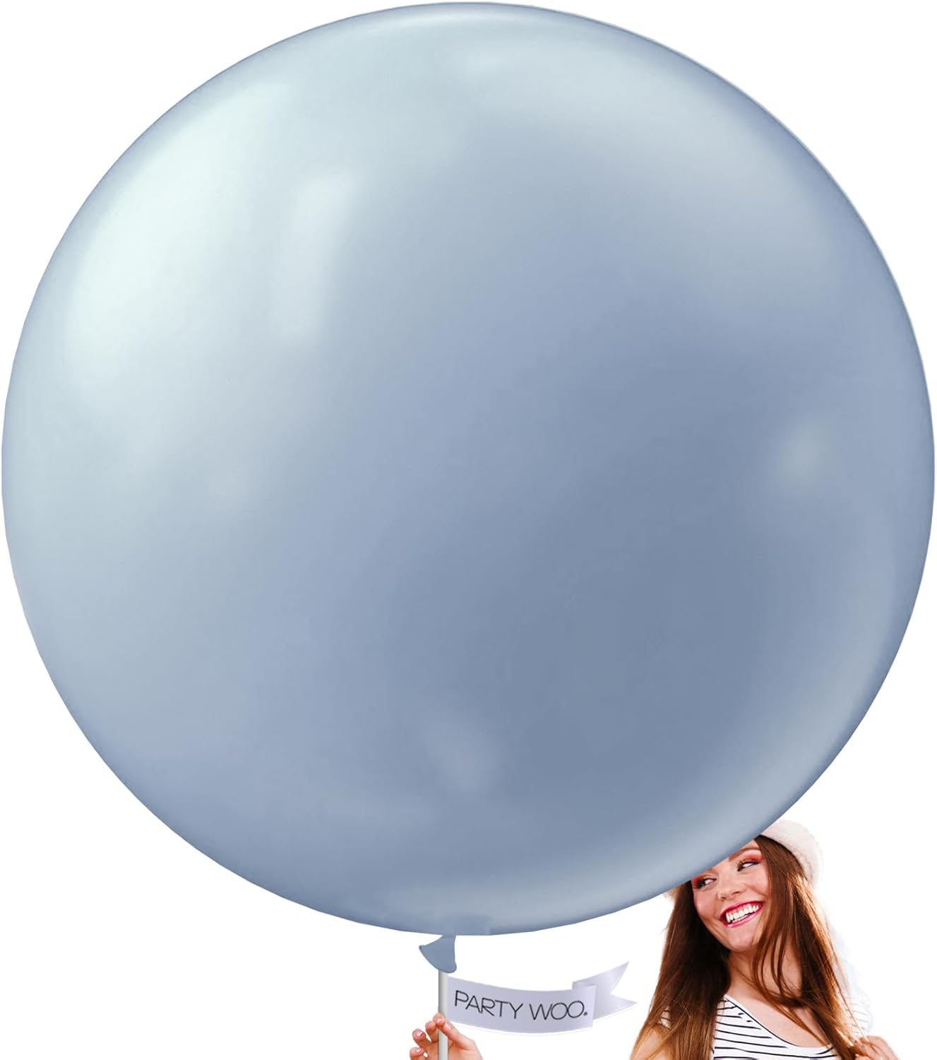PartyWoo Dusty Blue Balloons - 36 Inch Slate Blue Latex Helium Balloons for Baby Shower & Weddings