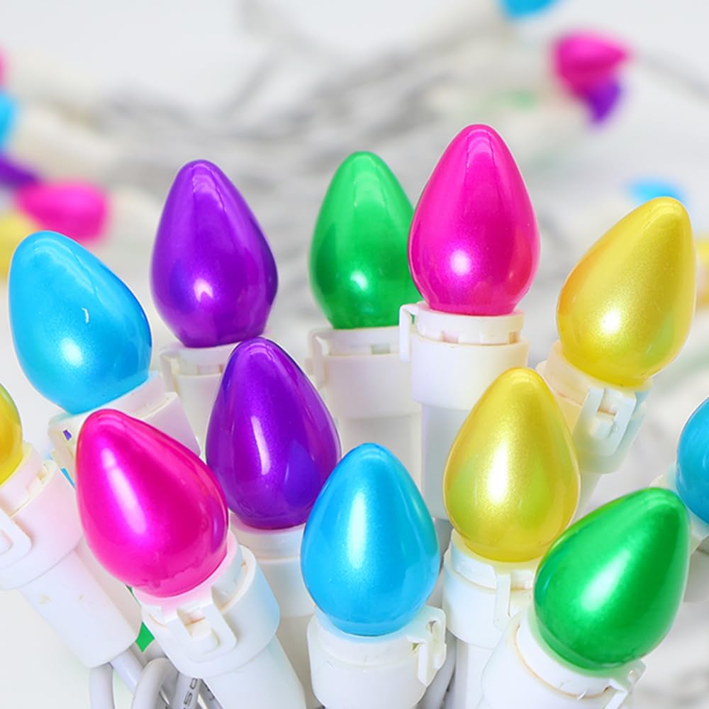 GlowVibe Easter String Lights, 13.5FT 50 LED Connectable Mini Egg-Shaped String Lights, Easter Decorations for Indoor Outdoor Patio Party Home Garden Yard Decor