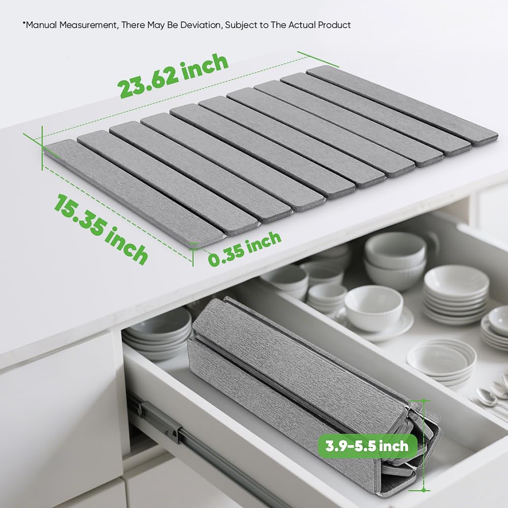 Stone Drying Mat for Kitchen Counter, Quick Diatomaceous Earth Mats for Dishes, 24"L x 16" W Super Absorbent Fast-Drying Collapsible Countertop Stone Mat (Light Grey, 24" x 16")