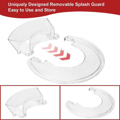 Pouring Shield for KitchenAid- Splash Guard with Removable Pouring Chute for KitchenAid 5.5-7 Quart Bowl-Lift Stand Mixer