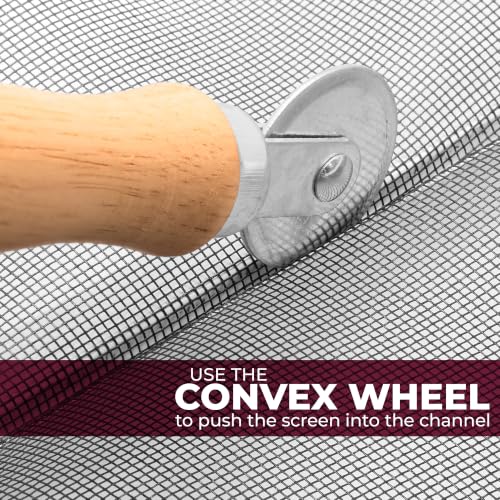Screen Rolling Tool with Wood Handle and Steel Wheels
