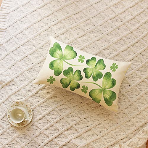 St. Patrick's Day Lucky Clover Lumbar Throw Pillow Cover - 12x20 Inch