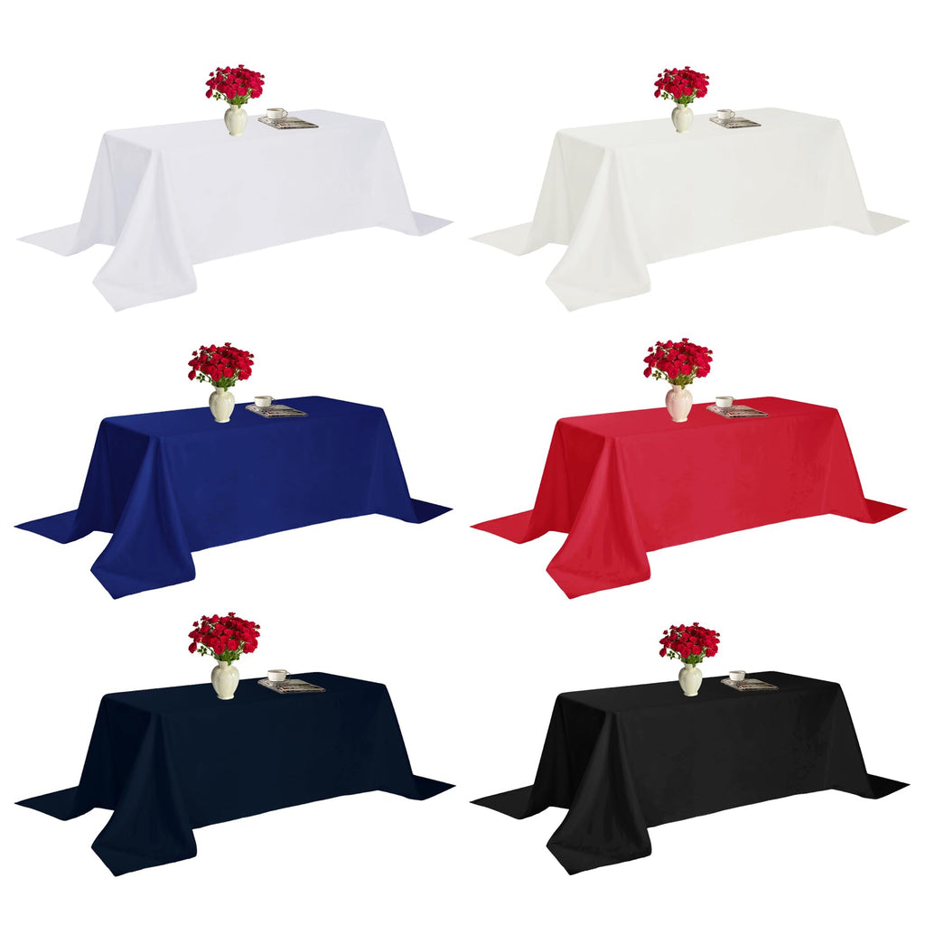 Fokitut 6 Pack Rectangle Tablecloth, 90x132 Inch, Stain Resistant and Wrinkle Polyester Table Cloth, Fabric Table Cover for Kitchen Dining, Wedding, Party, Holiday Dinner-Ivory