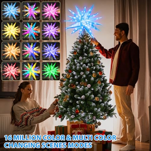 Hollow 20-Inch Christmas Tree Star Topper with Lights & Remote Control