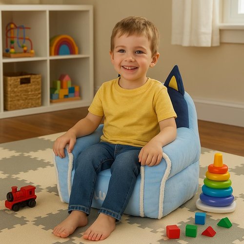 Bluey Kids Bean Bag Sofa Chair with Armrests,Soft, Comfortable, Structured Seat for Ages 3+, Lounge Chair, Lightweight and Cozy, Ideal for Playroom or Bedroom Decor