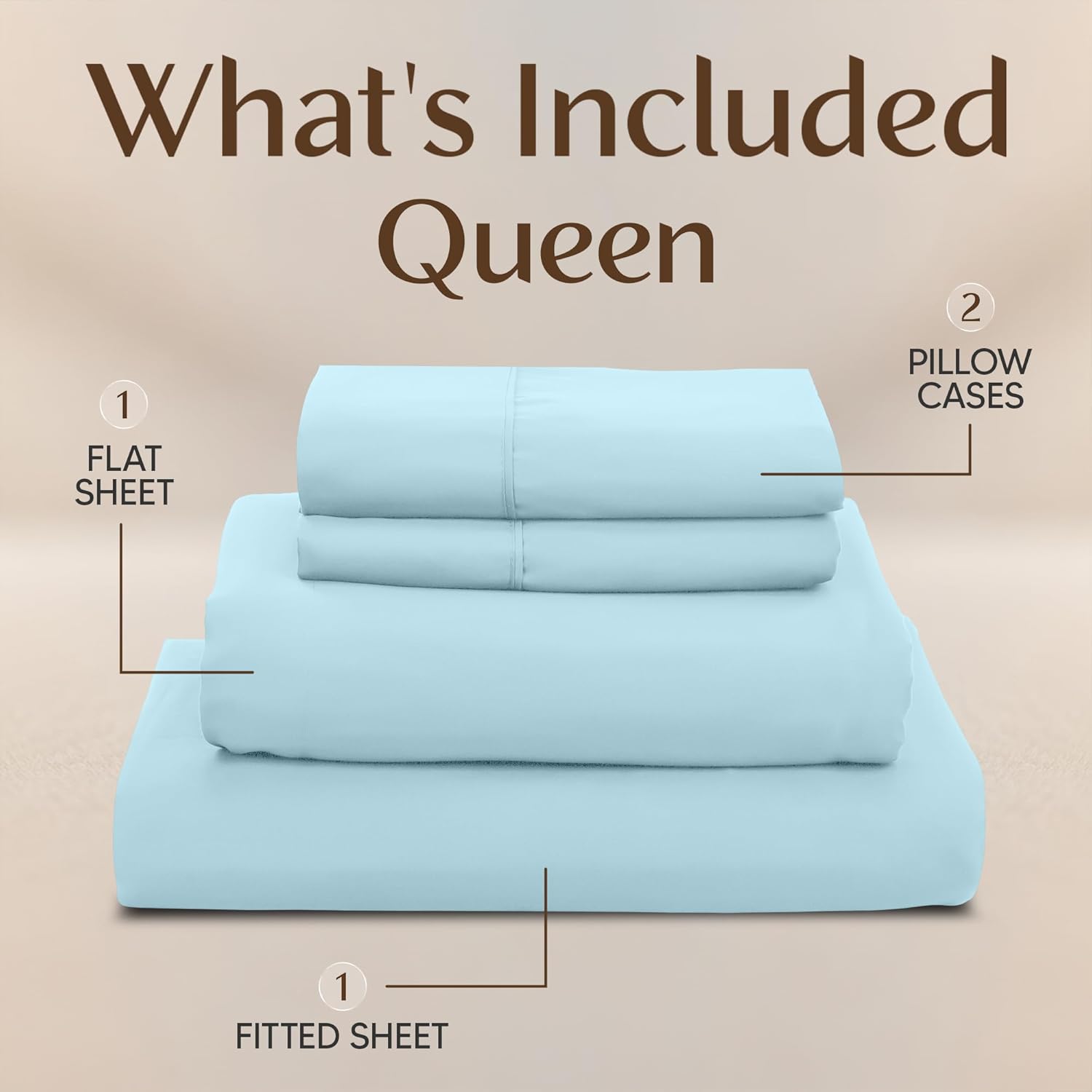Utopia Bedding Queen Size Sheet Set - Soft, Breathable Microfiber, 4-Piece in Ice Blue | Oeko-Tex Certified