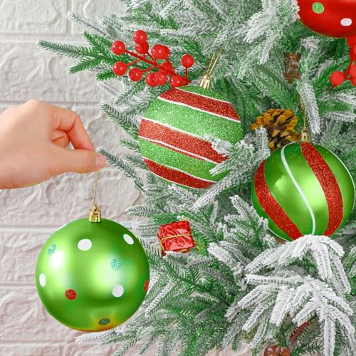 Wettarn 24 Pcs Christmas Ball Ornaments Set - 4 Inch Red Green White
