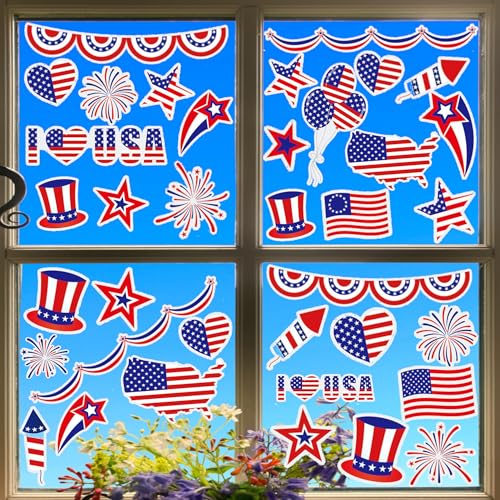 200-Pack Patriotic Window Clings for July 4th Decor