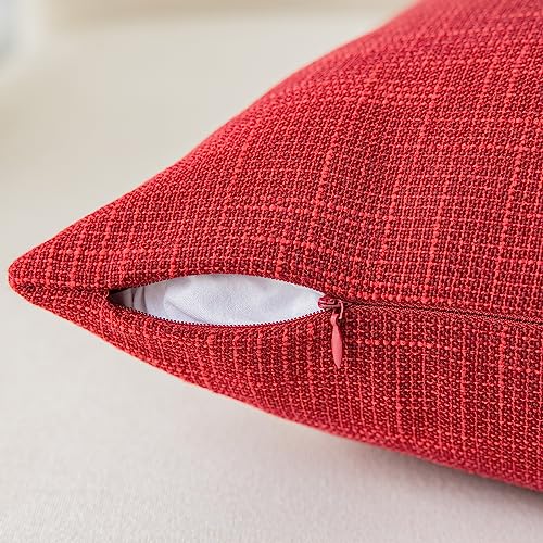 Christmas Farmhouse Decorative Throw Pillow Covers - 20x20 Inch Red, Pack of 2