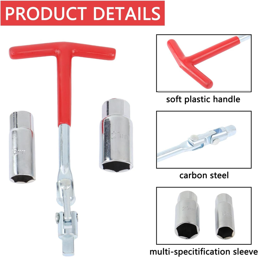 Skiennix Spark Plug Socket Wrench - T-Handle Tool for 5/8" & 13/16" Spark Plugs | Ideal for Motorcycles & Lawn Mowers