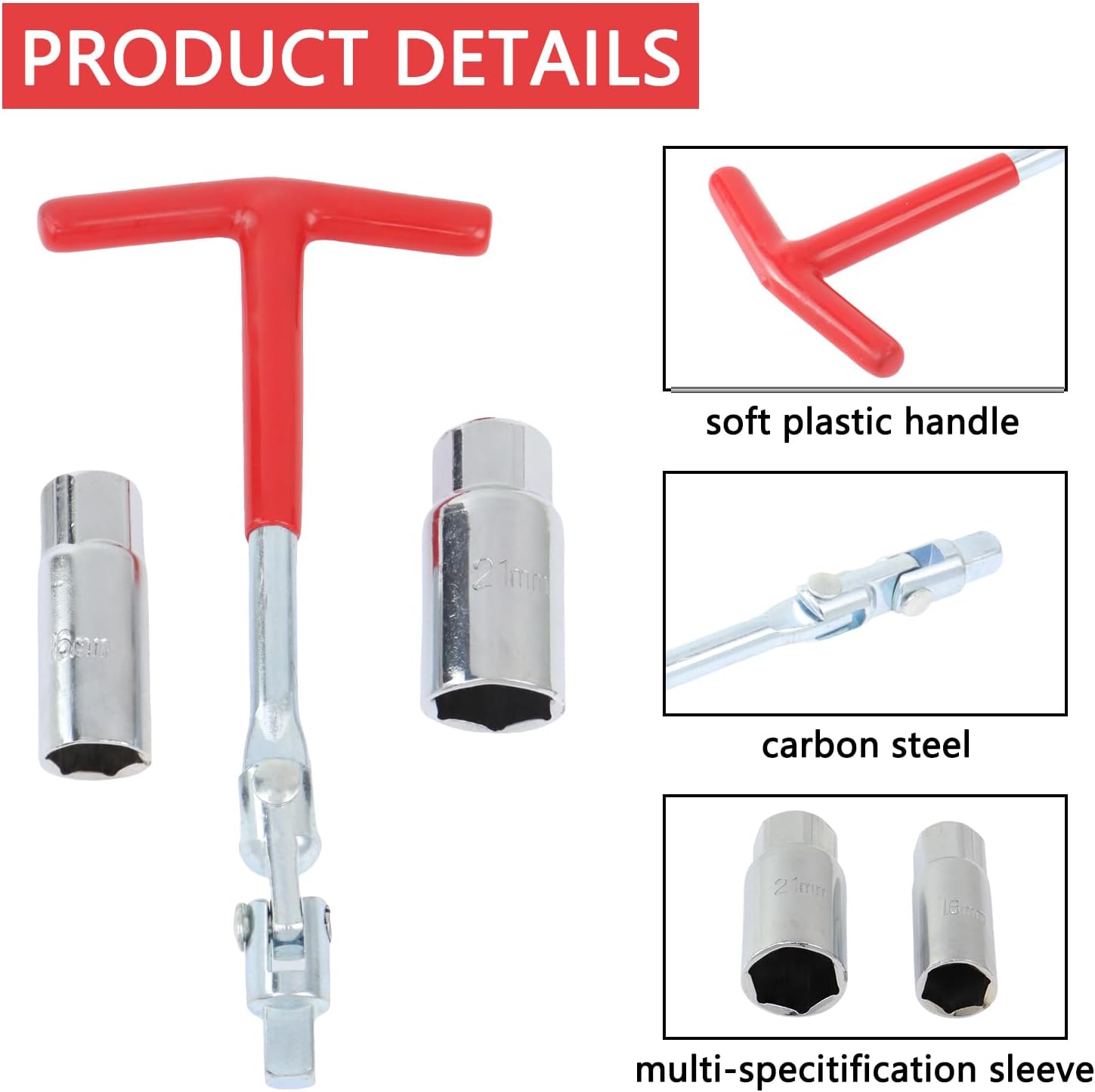 Skiennix Spark Plug Socket Wrench - T-Handle Tool for 5/8" & 13/16" Spark Plugs | Ideal for Motorcycles & Lawn Mowers