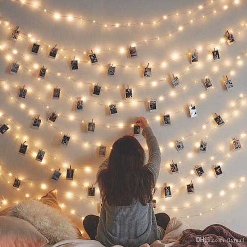 CozyHome - 5.5YD LED Photo String Lights with Clips & Timer Remote | Indoor Fairy Light Decor