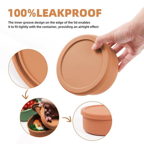 24fl oz (700ml) Silicone Food Storage Containers,Round Bowls with Lids - Meal Prep Containers for Kitchen Serving, Salad & Lunch - Airtight, Microwave/Fridge/Dishwasher Safe, BPA-Free (Grass green)