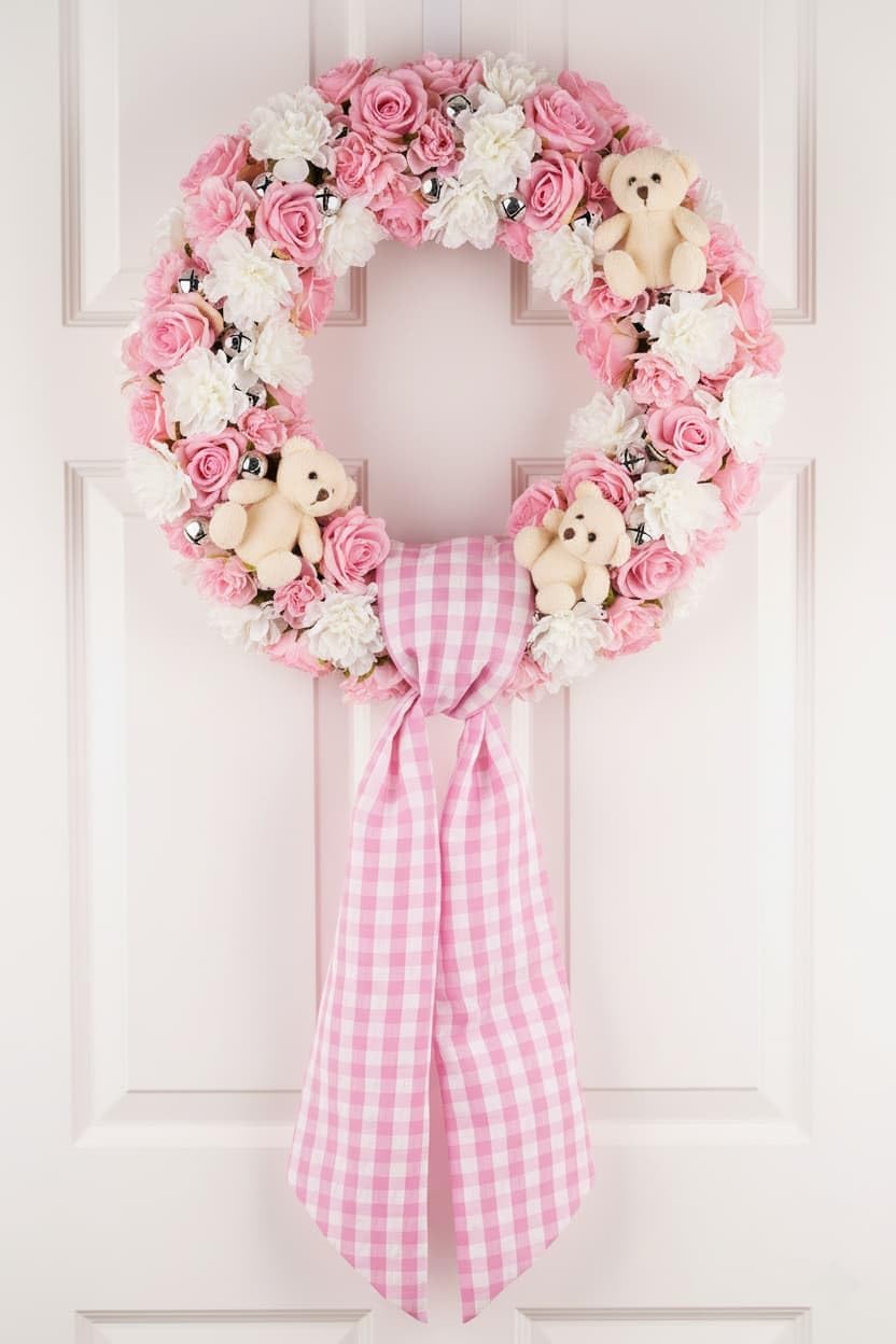 Regine Switzerland Pink Plaid Wreath Sash - Versatile Front Door Decoration for Weddings & Holidays