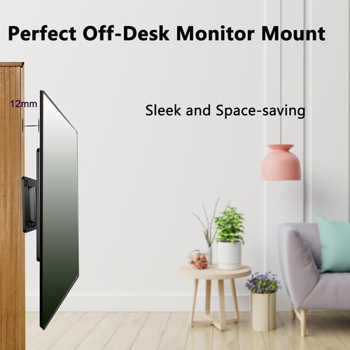 GLWIXY Monitor Wall Mount for Most 14-24 Inch LED LCD OLED Flat Screen TV and Computer, Max VESA 100x100mm and Weight Capacity Up to 30lbs for Camper Boat RV Small Monitor Mount Bracket 2pcs Black