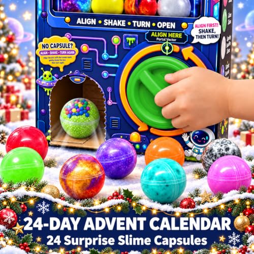 Kids Slime Advent Calendar 2026 - 24 Surprises for Christmas Countdown, Sensory & Stress Relief Toy