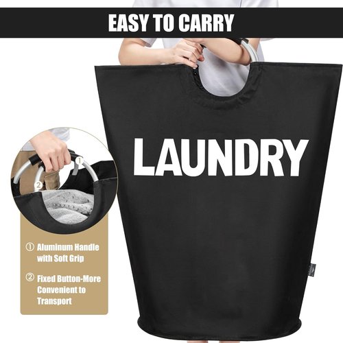 DOKEHOM XX-Large Collapsible Laundry Basket - 160L Foldable Hamper in Black | 7 Color Options