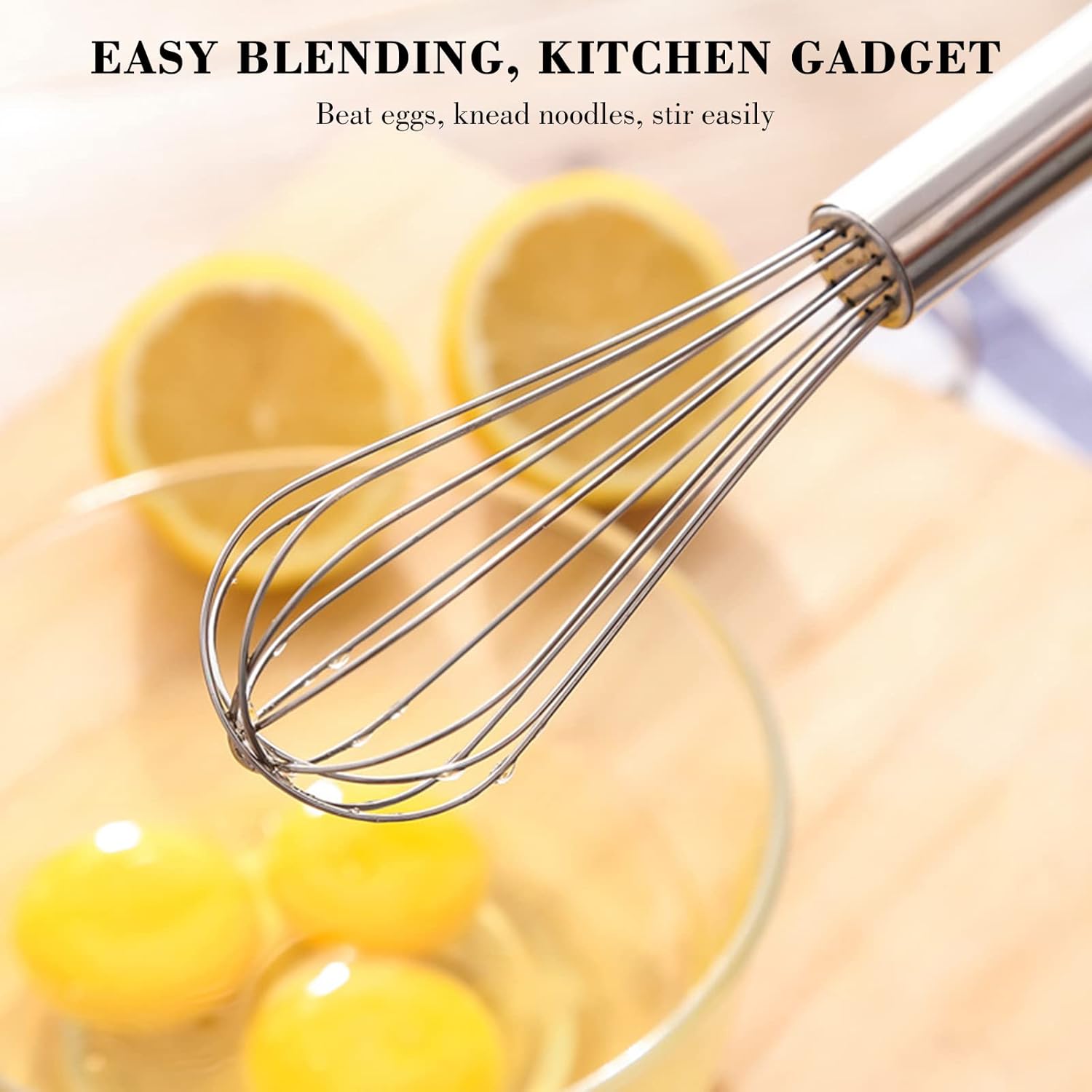 NileHome Stainless Steel Whisk Set - 3 Pack Kitchen Whisks for Cooking, Blending & Beating | 8", 10", 12" Sizes
