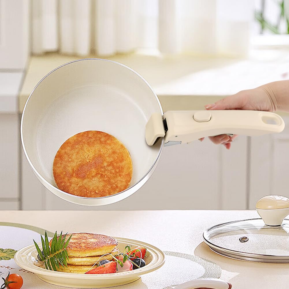 XuYelora Detachable Pot Handle, Removable Replacement Handle for Pots and Pans, Universal Cream White Pan Handles, Fits All Cookware, Heat Resistant & Durable, with 1 Hook(Cream White,Size:1pack)