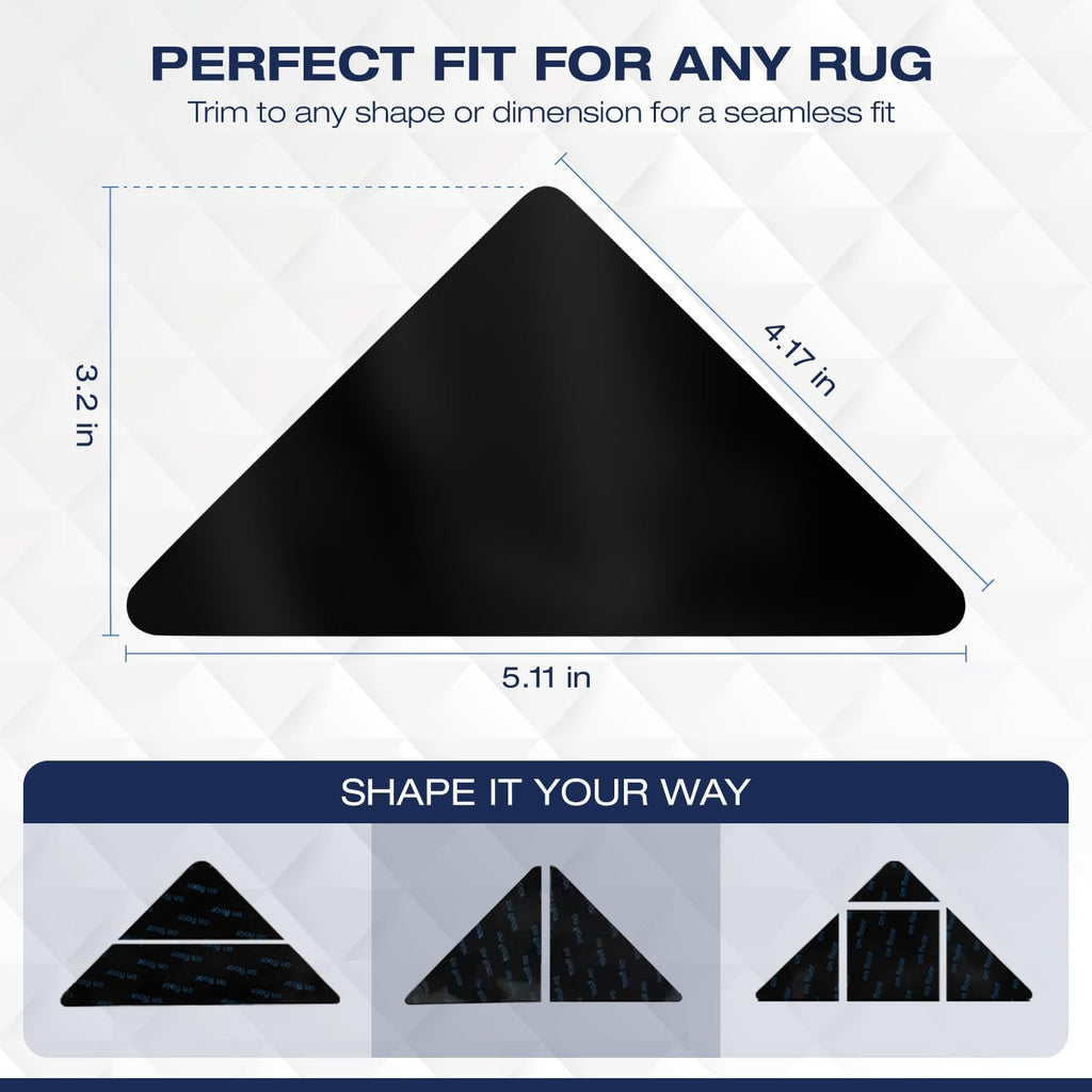 Skiennix Reusable Rug Grippers - Non-Slip Double-Sided Adhesive Pads for Hardwood & Tile Floors | 8 Pieces