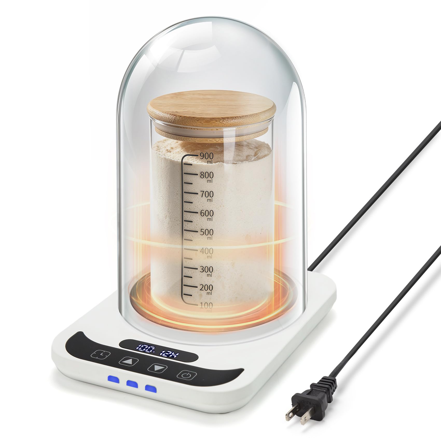 Sourdough Starter Warmer with Dome, Bread Starter Warmer with Precise 1°F Sourdough Temperature Control (70-100°F), Sourdough Warming Mat for Home Baking, 12-Hour Timer Sourdough Starter Warmer Mat