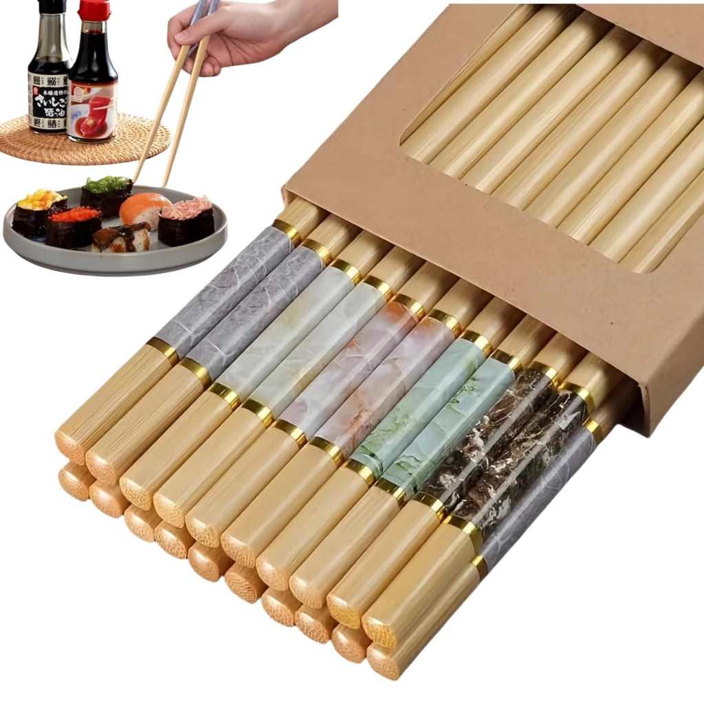 10 Pairs Bamboo Chopsticks Reusable Cooking Chopsticks 9.45 inches Chop Sticks Reusable Dishwasher Safe Non slip Korean ChopSticks Gift Set for Sushi & Ramen Lovers