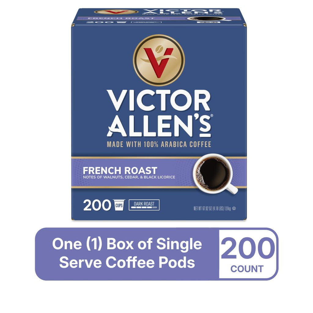 Victor Allen's Coffee French Roast - Dark Roast Single Serve Pods | 200 Count for Keurig K-Cup Brewers