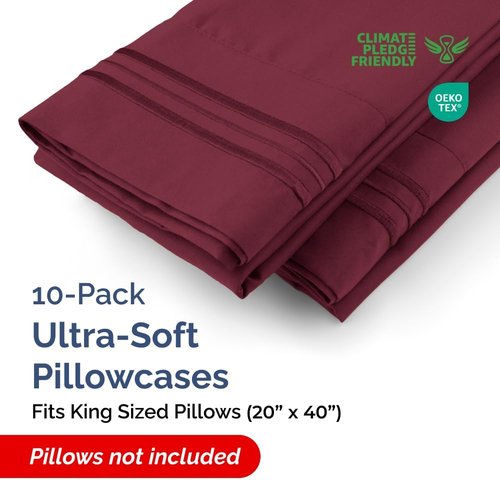 King Pillow Cases by Ultra Soft - Hotel Quality, Wrinkle-Free & Stain Resistant - 10-Piece Set in Burgundy
