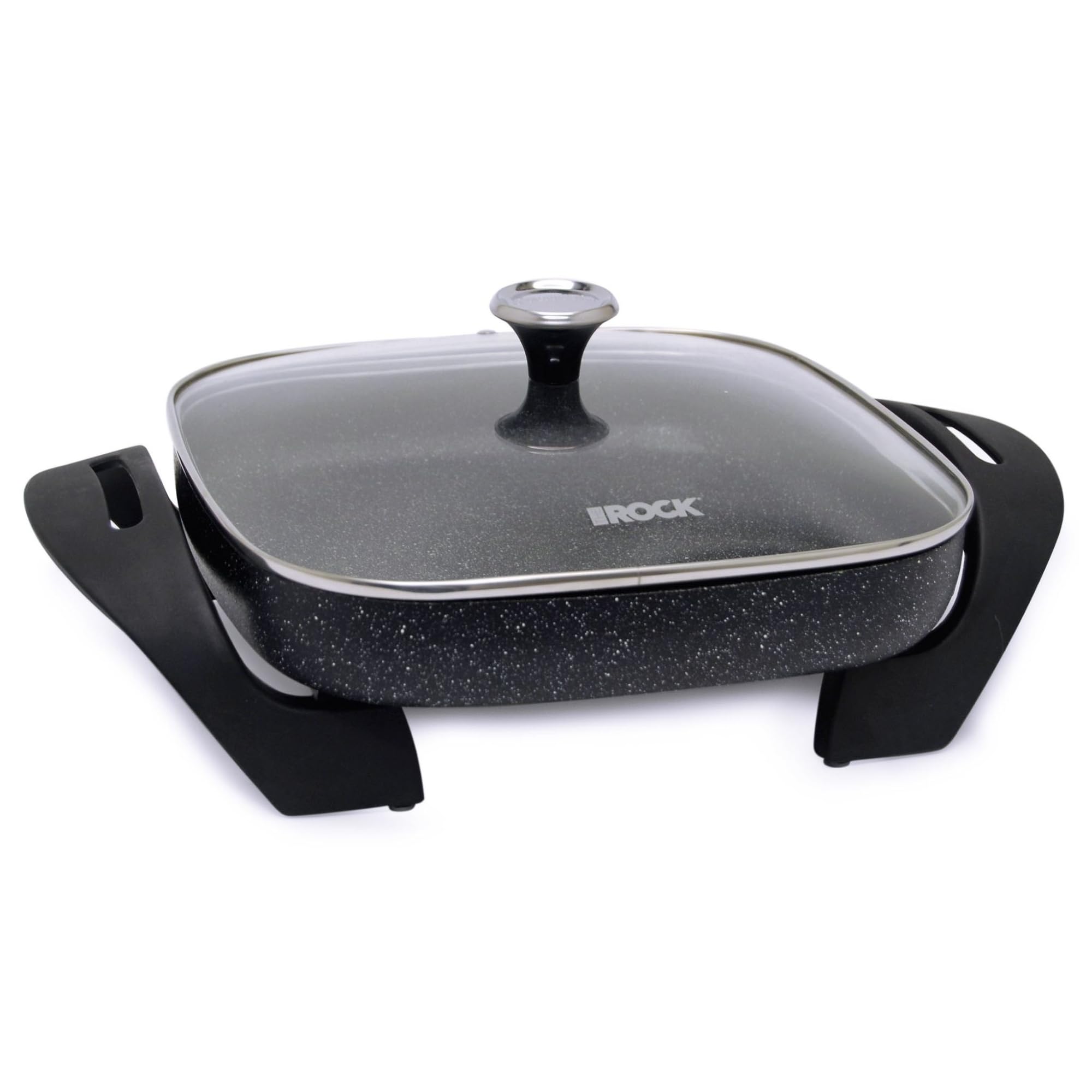 Starfrit The Rock Electric Skillet - 12" x 12" - Rock.Tec Non-Stick Cooking Surface - Tempered Glass Lid - 1200W