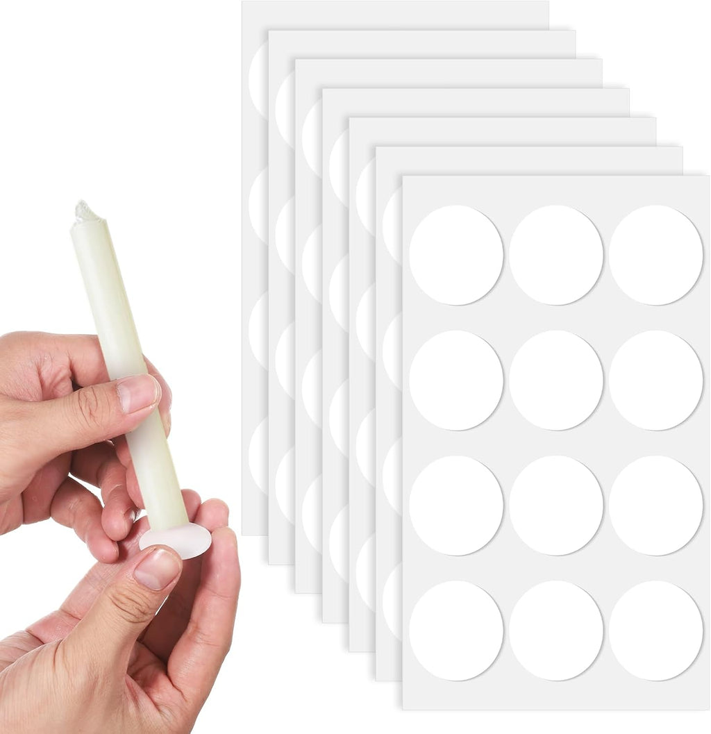 Skiennix Candle Adhesive | 72Pcs Stay Put Sticky Dots for Taper Candles - White Holders