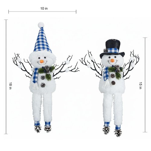Hanukkah Decorations for Home Indoor,2 Pack Snowman Figurines Blue Christmas Table Decorations,18" Lighte Up Snowmen Jewish Gnomes Holiday Decor Chanukah Ornaments Shelf Table Display Gift Idea