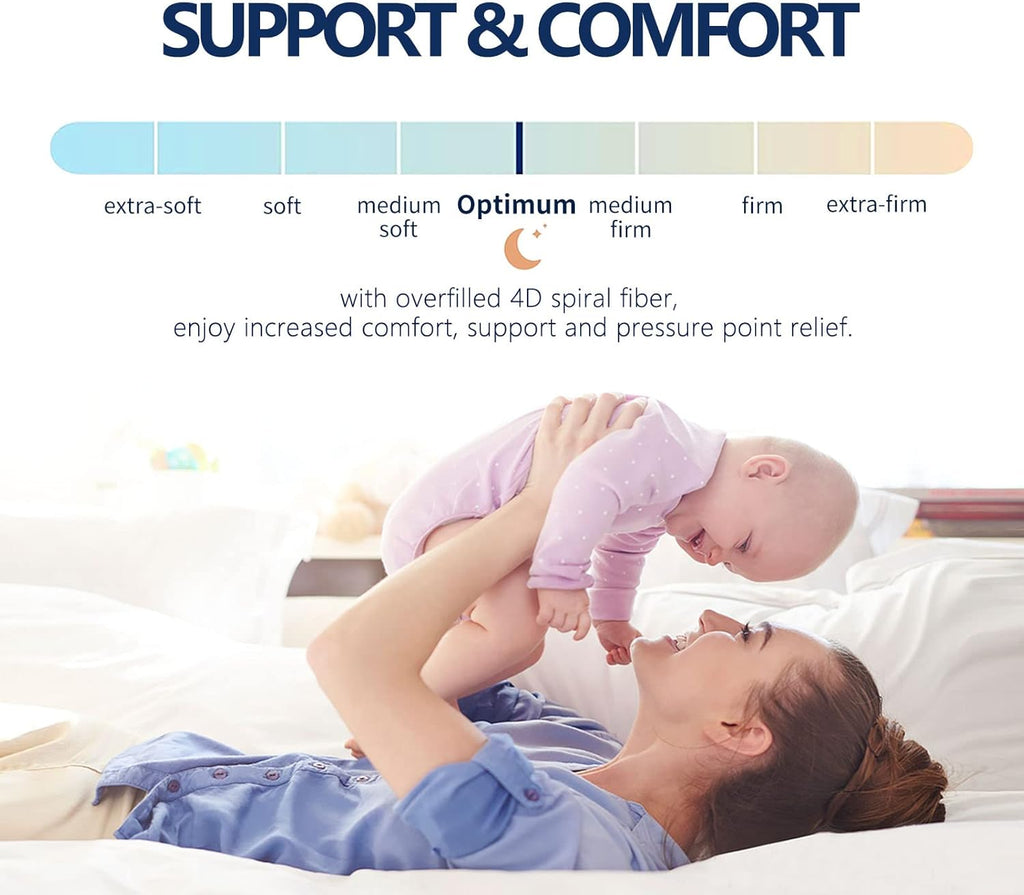Regine Switzerland Queen Mattress Topper - Extra Thick Plush Pillow Top for Back Pain Relief - White