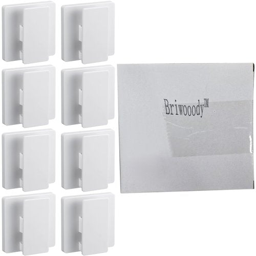 Briwooody 8 Pcs Large Self Adhesive Clips Wall Tapestry Clips No Drilling Towel Holder Adjustable Spring 15 mm Flag Hanger for Bathroom Kitchen Home Office Hotel(White,Rectangle Style)