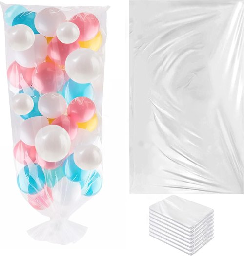 Balloon Transport Bags 8 Pack - Heavy-Duty 98.4"x59" Clear Reusable Plastic for Party Decorations