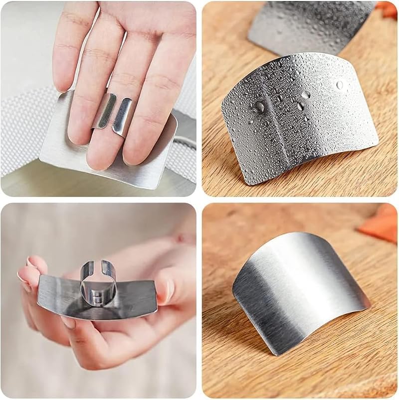 Promifun Stainless Steel Finger Guards - 4 Pcs Cutting Protectors