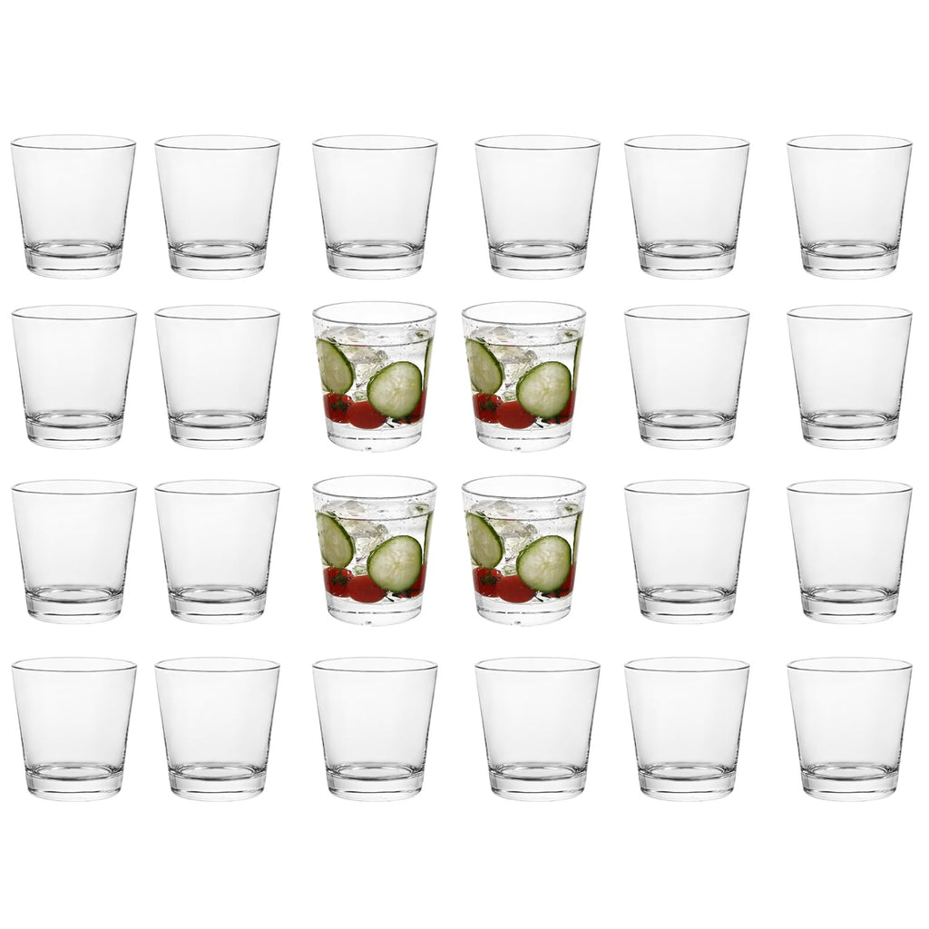 BTGLLAS 9oz Lowball Glasses, 24pc Short Glass Sets - Lead-Free Crystal Drinking Glasses for Water, Mojito, Tom Collins - Premium Bar Glassware & Cocktail Glass Set (24, Small)