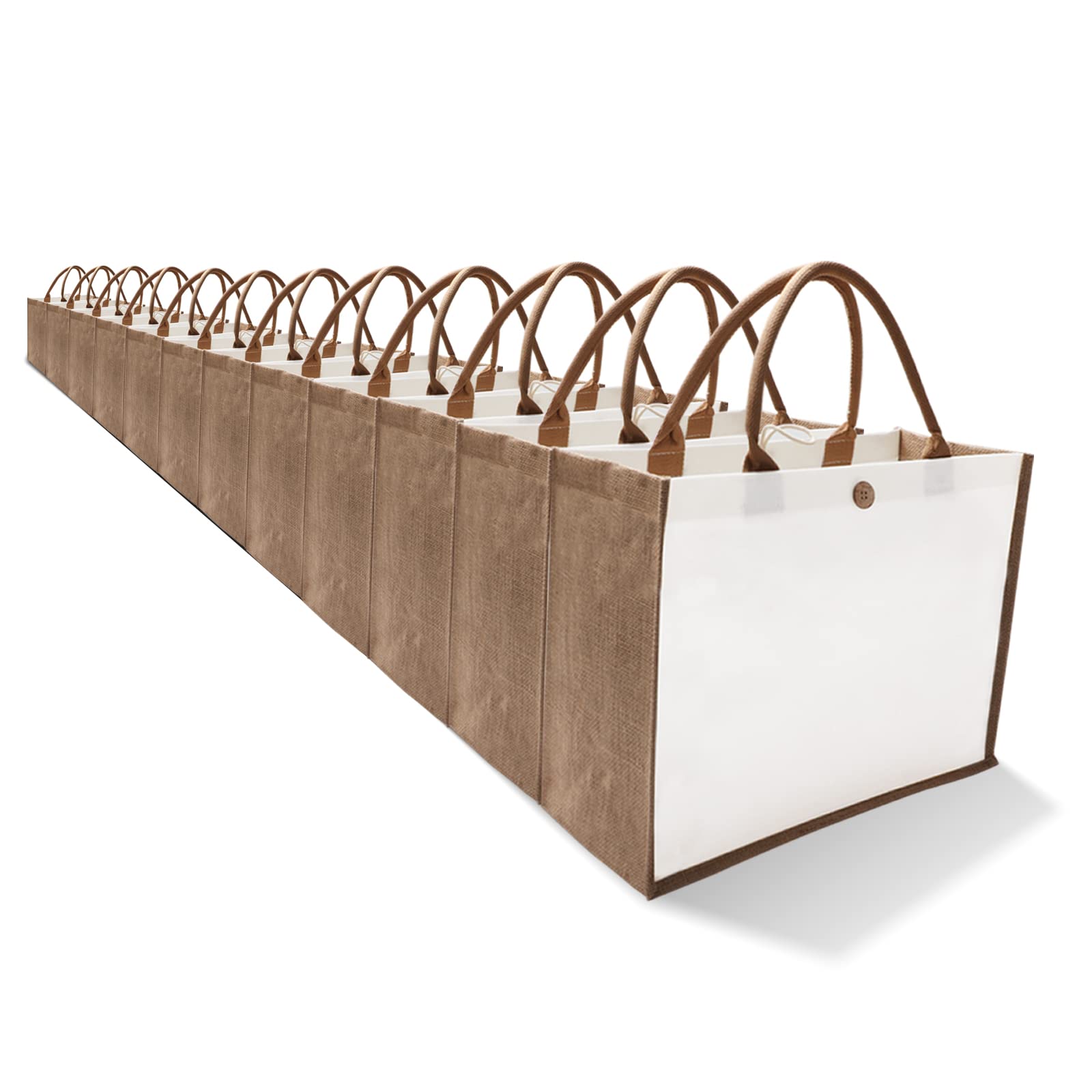 Jute Tote Bag Large16.5"x7"x13" [10pcs] With Button Handles Grocery Bags