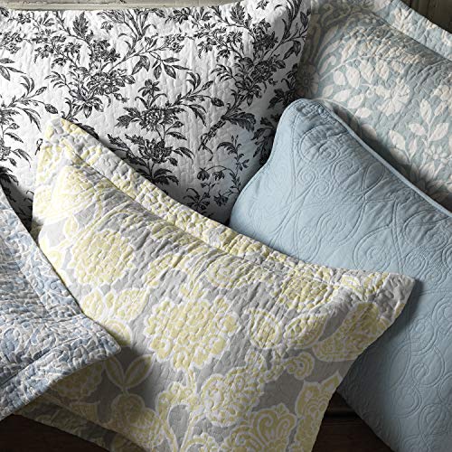 Laura Ashley - King Quilt Set, Cotton Reversible Bedding with Matching Shams, Lightweight Home Decor Ideal for All Seasons (Venetia Grey, King)