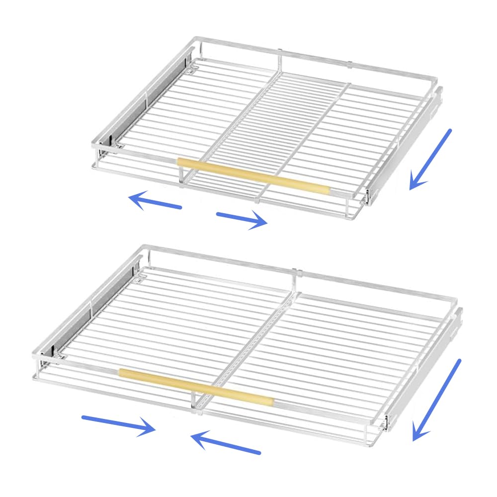 MIYUPTC Pull Out Cabinet Organizer 2Pack, Heavy Duty Slide Out Pantry Shelves, Sliding Drawer Pantry Shelf for Kitchen, Living Room, Home, 14.16''-24.16''W x 17.3''D