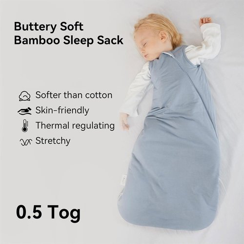 BubblePanda Bamboo Sleep Sack - Soft 0.5 Tog Toddler Wearable Blanket for Babies 6-12 Months