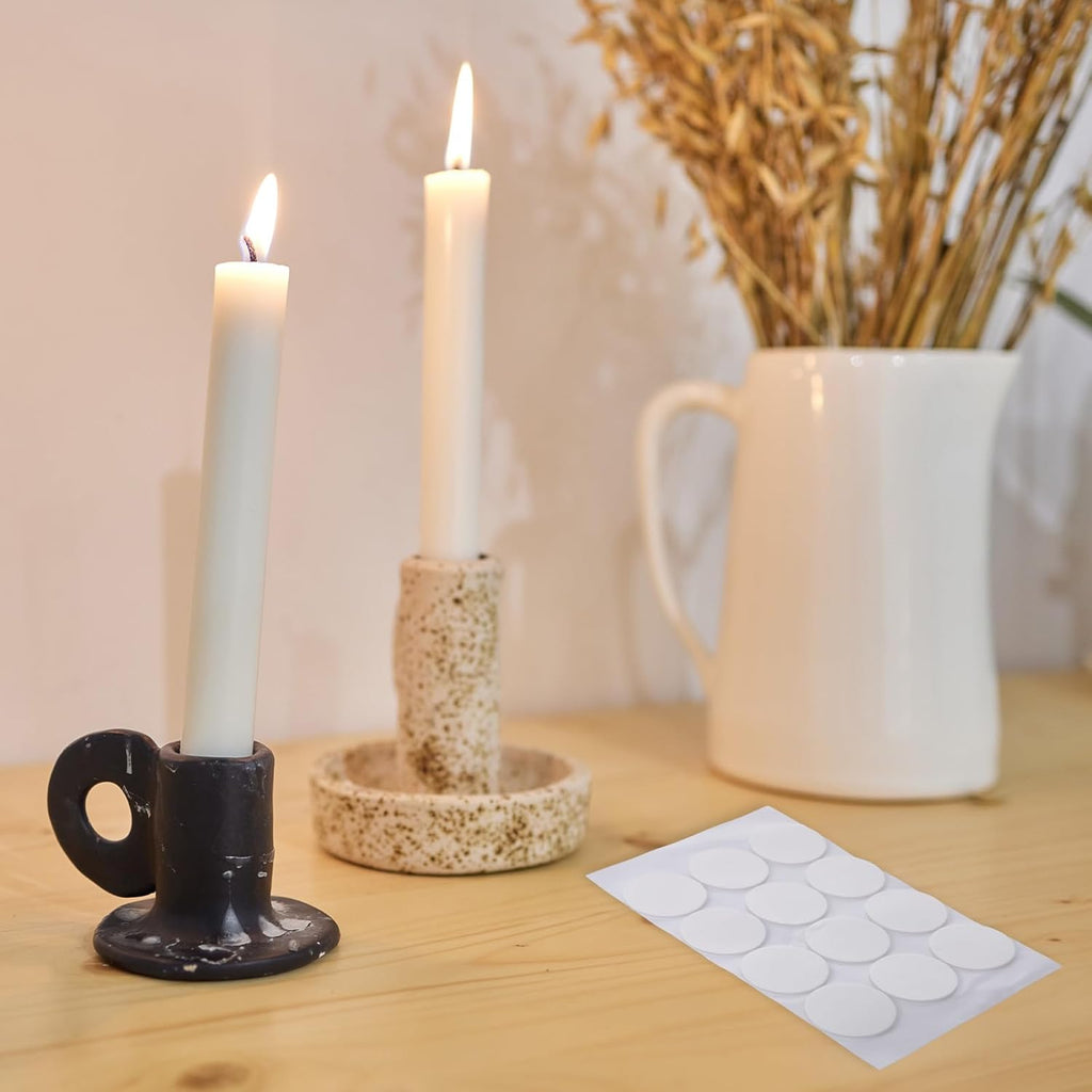 Skiennix Candle Adhesive | 72Pcs Stay Put Sticky Dots for Taper Candles - White Holders
