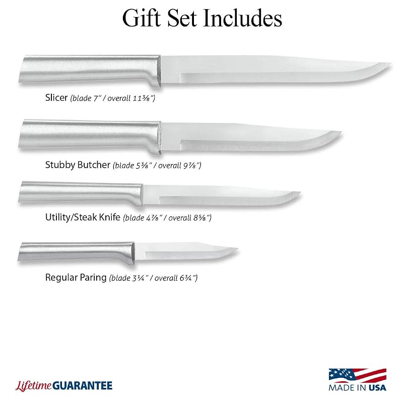 RADA Wedding Register Cutlery Set with Sharpener - 4-Piece Silver