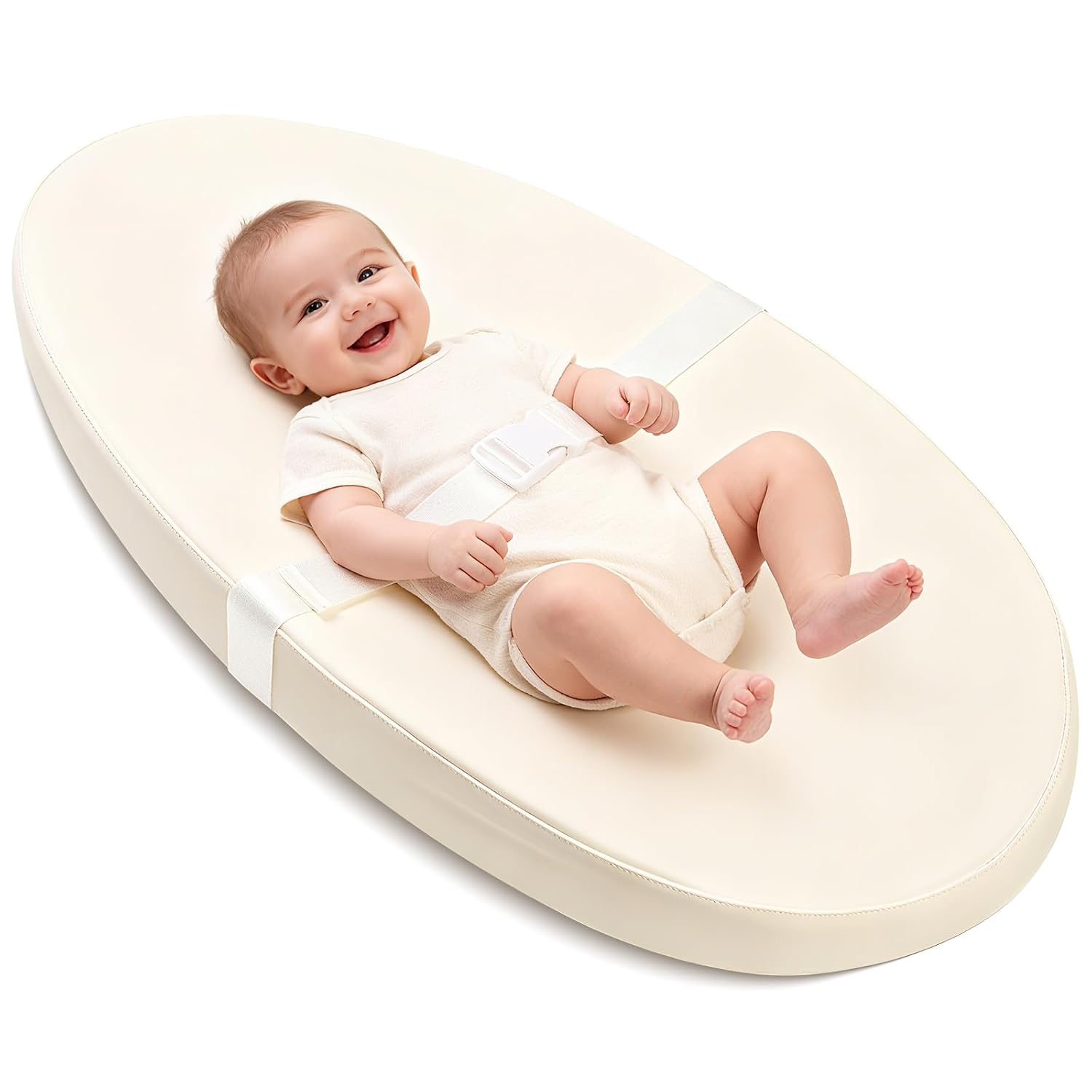 Regine Switzerland Baby Changing Pad - Waterproof PU Cover, Contoured Design, Portable & Lightweight, Beige