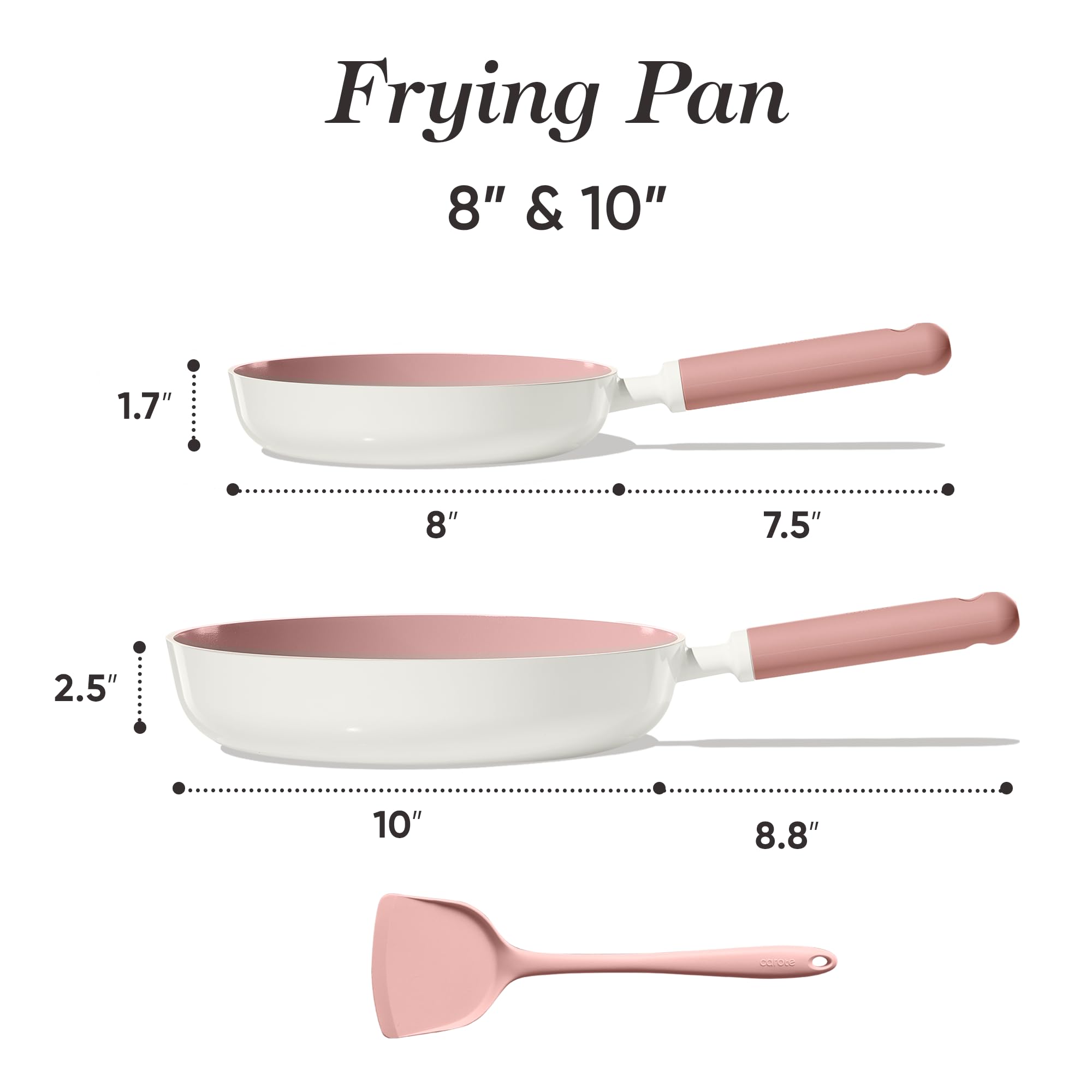 CAROTE Ceramic Frying Pan, 2 Nonstick Skillets & Silicone Spatula, Induction Compatible All Stoves
