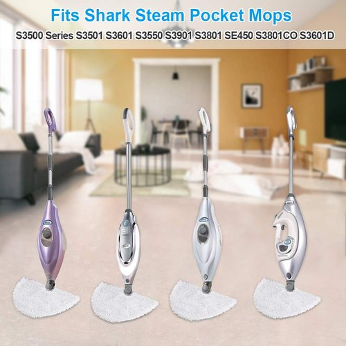 Fushing 3Pcs Steam Mop Pads, Triangle Washable Microfiber Cleaning Steamer Replacement Pads for Shark Steam Pocket Mop S3500 Series S3501 S3550 S3601 S3601D S3801 S3801CO S3901 SE450 S2901