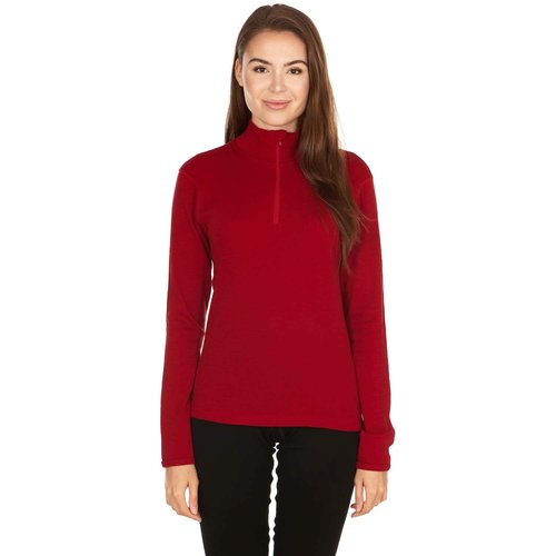 100% Merino Wool - Midweight Womens 1/4 Zip - Midlayer - True Red - X-Small