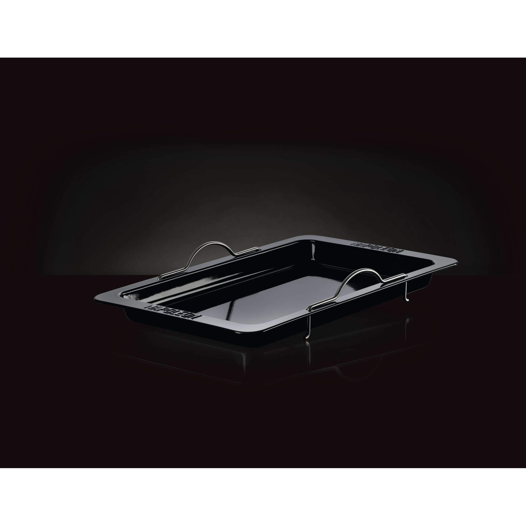 Napoleon Grill Roasting Pan - Porcelain Enameled, Drop-in Roasting Pan, 17.75 in x 28.6 in, Fits Prestige/Prestige PRO/Rogue Grills, Retractable Handles